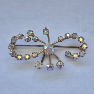 Vintage AB Rhinestone Bow Brooch
